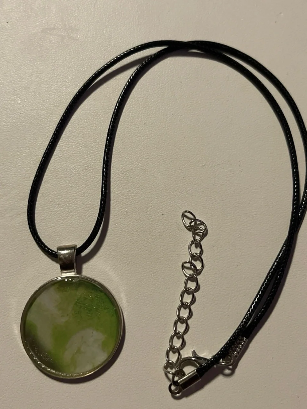 Handmade Green Resin Round Pendant Necklace